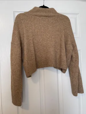 Cropped Turtleneck Sweater in Camel Tan Size L thumbnail 2