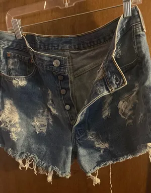 Vintage Levi’s Blue High Waisted Denim Shorts thumbnail 4