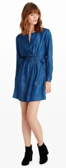 Club Monaco Rahma Dress In Denim Long-Sleeve Size: 12 thumbnail 1