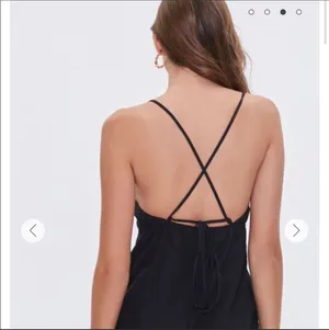 Forever 21 Black Criss Cross Linen Blend Mini Dress thumbnail 2
