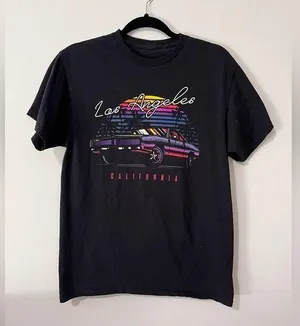LOS ANGELES Black Graphic Tee Unisex T-shirt Adult Sz M EUC thumbnail 1