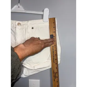 We The Free Free People White Utility roll cuff Denim Short Shorts Button Fly 30 thumbnail 3