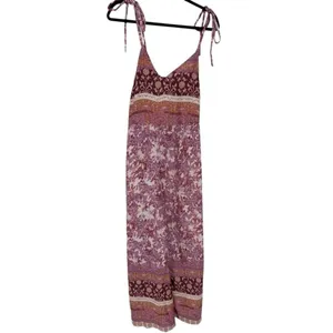Free People Leona Floral Printed Jumpsuit Lilac Size Medium Boho Beachy Festival thumbnail 6