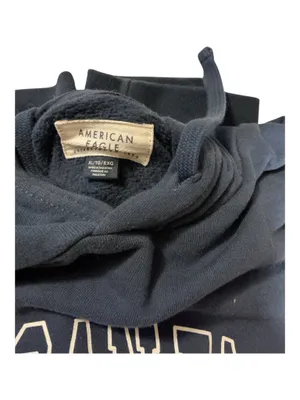 American Eagle Men's Graphic Hoodie XXL Grey Black Colorblock Mountain Logo Loose thumbnail 3
