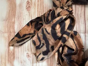 Bingo Brown Tiger Black Stripe Print Cropped Halter Top OS thumbnail 3