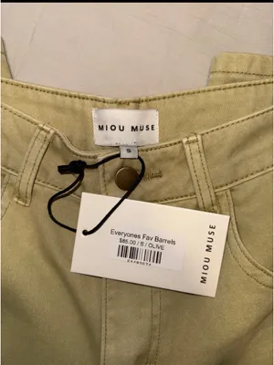 Miou Muse Olive Barrel Jeans Yellow thumbnail 4