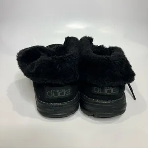 Hey Dude‎ Britt all black faux fur lace up fold over shoes women’s size 7 thumbnail 4