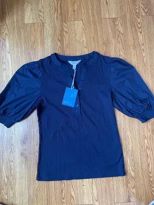 Market & spruce media poplin knit Henley top thumbnail 8