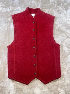 Vintage Ann W. Classic Red Wool Button Vest Size M thumbnail 1