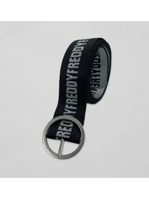 NEW Freddy Canvas Belt Black Silver Metallic Sparkly Glitter Slide Circle Buckle thumbnail 2