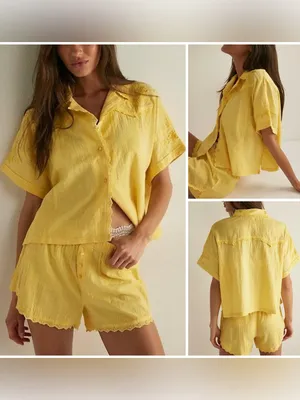 NWT Free People FP Intimately Good Intentions PJ Set - lemon drop yellow - XS thumbnail 2