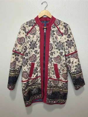 Free People Belario Reversible Quilted Jacket Cotton Small Boho thumbnail 6
