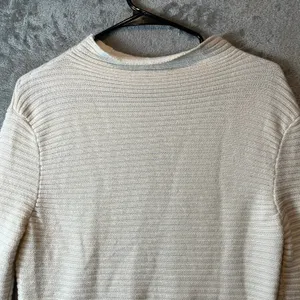 AG Adriano‎ Goldschmied Ribbed Sweater Cotton Cashmere Blend Size Small Cream thumbnail 2
