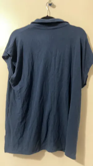 Cuddl Duds Women's Navy V-Neck Short Sleeve Pocket Top Large thumbnail 2