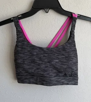 Lululemon Energy Bra Wild Black White Stripe Medium Support Sports Bra Womens 4 thumbnail 1