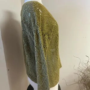 Forenza Vintage whimsical crochet knit green fairy top size M thumbnail 2