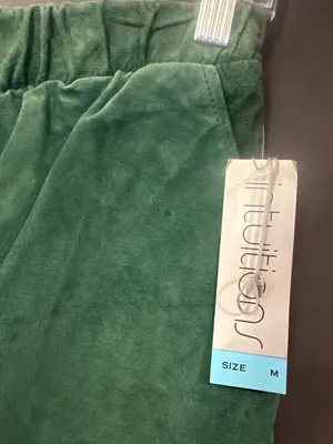 Vintage 90s Women M Intuition Sport Green Suede Leather Barrel Pants NWT thumbnail 4