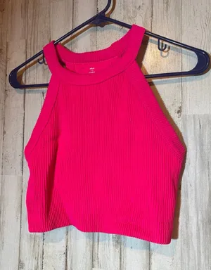 Aerie Cropped Ribbed‎ Pink tank Size Large thumbnail 1