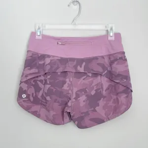 Lululemon Size 4 Tall Speed Up Shorts Pink Mauve Camo Running Workout Athletic thumbnail 2