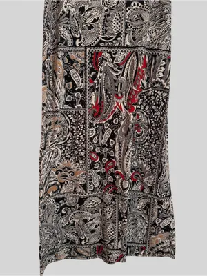 Ambiance Paisley Patchwork Maxi Skirt - Black, Cream & Red Accents thumbnail 4