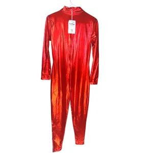 NWT Kepblom Shiny Metallic Red Turtleneck Long Sleeve Unitard Catsuit Medium thumbnail 4
