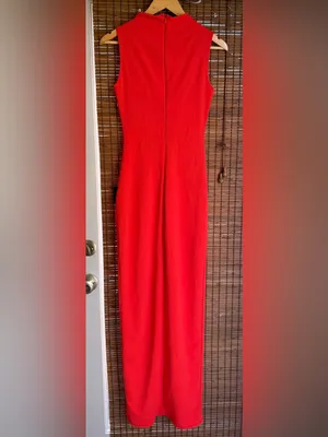 Lulus Sindra Bright Orange Cutout Column Maxi Dress Size Small NWT $78 thumbnail 12