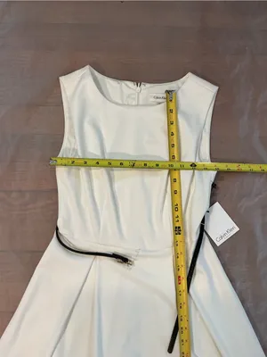 Calvin Klein White Sleeveless Mini Dress with Black Stripes thumbnail 5