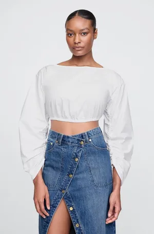 GAP x CULT GAIA- Crop Ruched Top Optic White Size S thumbnail 1
