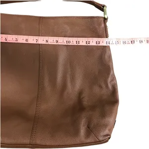 KOOBA Handcrafted Pebbled Leather Saddle Slouchy Shoulder Tote Bag Brown Timeles thumbnail 11