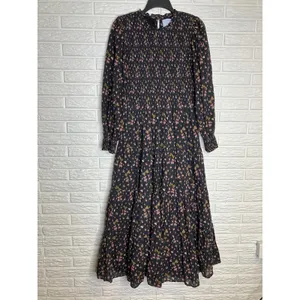 Hill House Home Vivianne The Nap Dress long sleeve black pink women's size small thumbnail 3