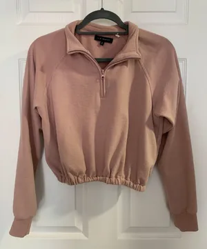 LA Hearts Pink Cropped Half Zip thumbnail 1