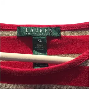 Ralph Lauren Red and Gold Striped Top Size‎ XL thumbnail 4