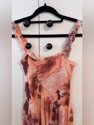 Free People Tessa Smocked Midi Dress NWT XS Pink Floral Ruched REVOLVE thumbnail 6