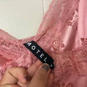 Motel Rocks Coti Satin Lace Slip Dress Pink Floral Bodycon Y2K Coquette Womens M thumbnail 7