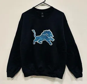 Detroit Lions sweatshirt! NFL black sequin bedazzled logo crewneck size Large! thumbnail 1