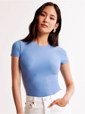 Abercrombie & Fitch Teal Blue Short Sleeve Compression Bodysuit thumbnail 1