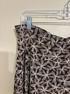 Talbots M Brown Cream Floral Stretch A-Line Midi Skirt thumbnail 6