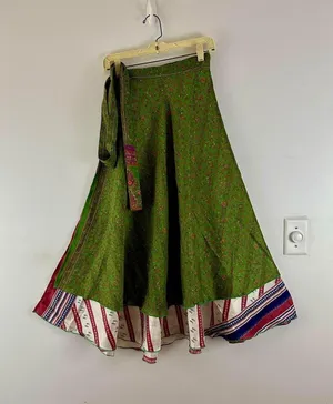 Reversible Maxi Wrap Skirt BINS315 Green thumbnail 1