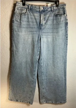 Time and Tru Women Medium Wash High-Rise Wide Leg Jeans NWT Size1 18. thumbnail 1