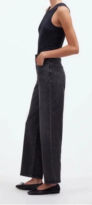 Madewell The Perfect Vintage Wide Leg High-Rise Black Wash Jeans Sz 25 thumbnail 1