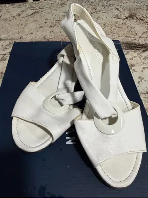 Easy Street Women’s White Slingback Sandals Open Toe Hook & Loop 8W Size 8 thumbnail 1