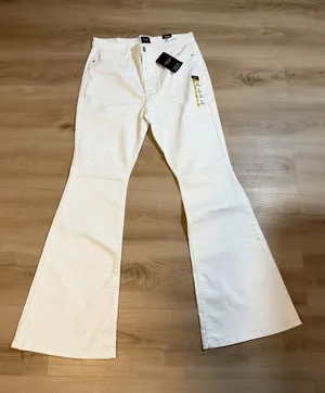 Lee Legendary Style Flare Jeans White 14 M Women Mid Rise Stretch Denim NEW thumbnail 1