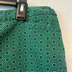 Laundry by Shelli Segal green and navy geometric print Bermuda shorts size 14 thumbnail 4