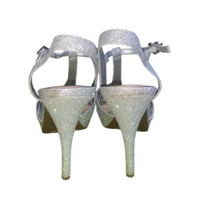 Gianni Bini Silver Glitter Platform T-Strap Heels Formal Wedding 9 thumbnail 3