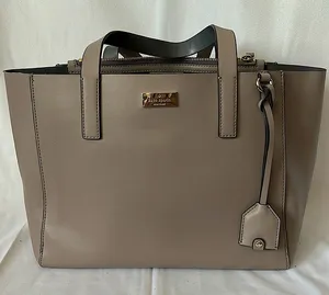 Kate Spade Authentic Gorgeous Light Gray/Taupe Leather Bag Purse 🌺🌺 thumbnail 1