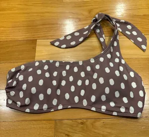 Abercrombie & fitch brown one shoulder bikini top with white polka dots size S . thumbnail 1