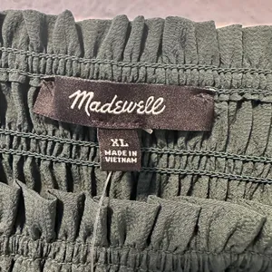 MADEWELL Womens Size-XL Lucie Bubble‎ Sleeve Smocked Top Dark Green $88 thumbnail 3