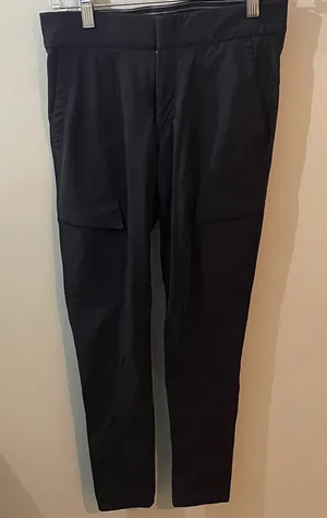 Athleta sz 0 elastic waist zip button up black track cargo pant thumbnail 1