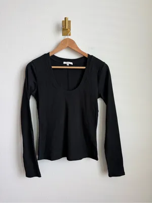 Z Supply Sirena Rib Long Sleeve Scoop Neck Tee Black Women's Medium thumbnail 5