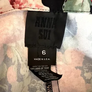 Anna Sui Wide Leg Floral Pants Size 6 black red green thumbnail 5
